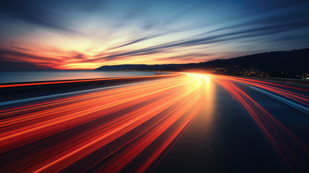 photography blurred car lightsの素材