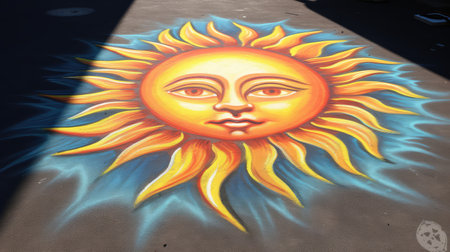 realistic chalk drawing sunの素材