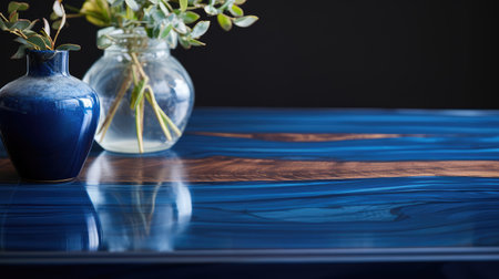 glossy blue wood tableの素材