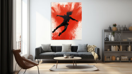 red black girl jumpingの素材