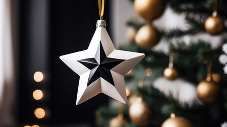 christmas black and white starの素材