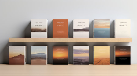 shelf book mockup squareの素材