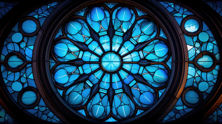 church blue stained glassの素材