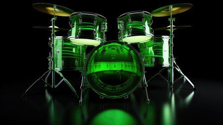 modern 3d drums greenの素材