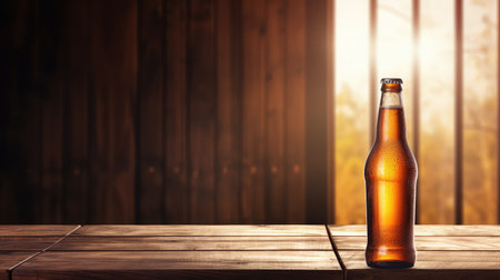 wooden beer bottle backgroundの素材