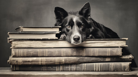 pet black and white dogの素材