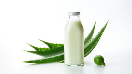 bottle aloe vera white backgroundの素材