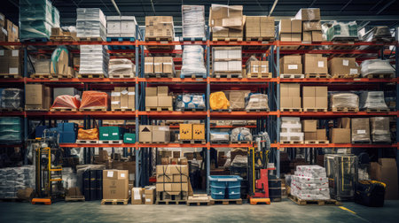 organization boxes in warehouseの素材