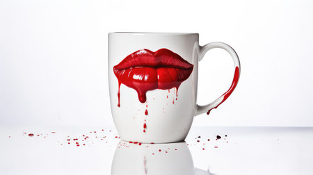 red coffee mug on whiteの素材