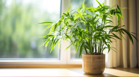 windowsill bamboo plantの素材