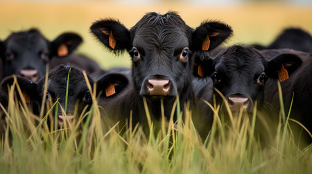 herd black angus calfの素材