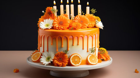 frosting birthday cake orangeの素材