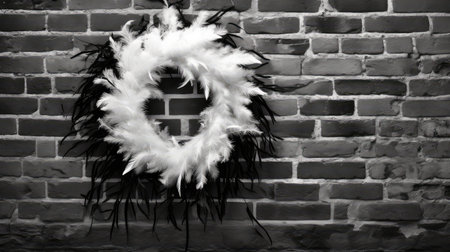 feathers christmas wreath black and whiteの素材