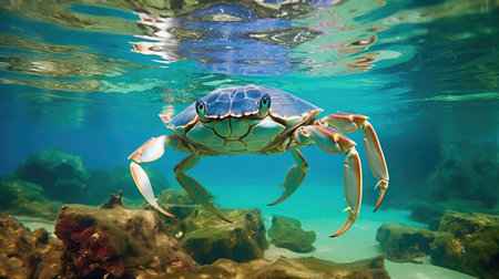 submerged blue crabの素材