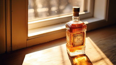 windowsill empty whiskey bottleの素材