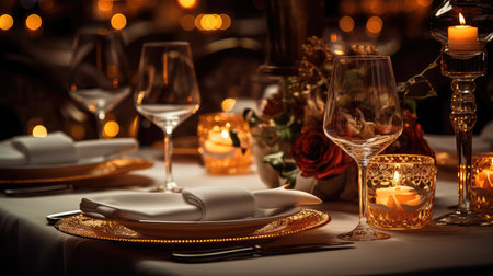 sophistication empty restaurant tableの素材