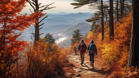 hiking fall blue ridge mountainsの素材