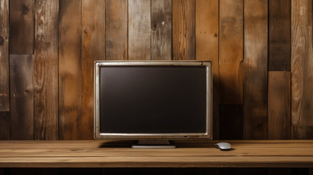 monitor computer wood backgroundの素材