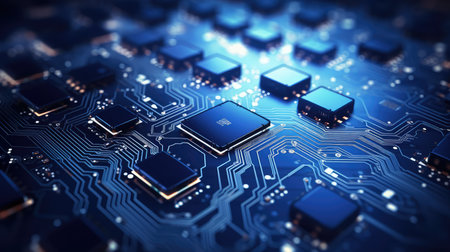 futuristic dark blue technology backgroundの素材