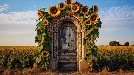 stone door in fieldの素材