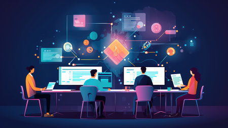 communication office team computersの素材