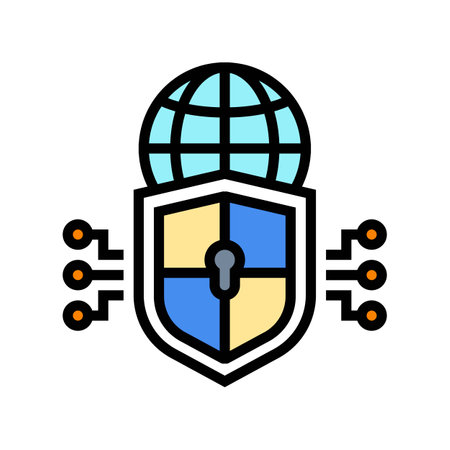 cybersecurity shield industry color icon vector illustrationのイラスト素材