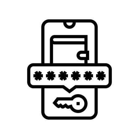 digital wallet key decentralized application line icon vector illustrationのイラスト素材