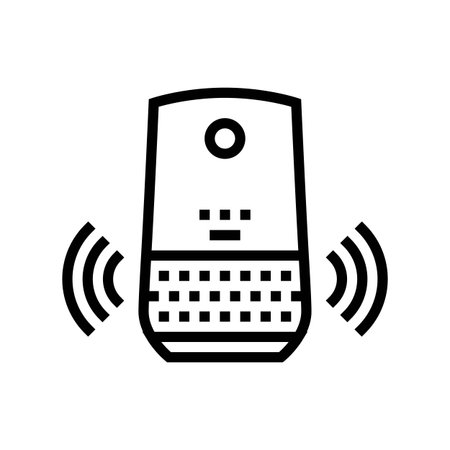 voice controlled assistant smart home line icon vector illustrationのイラスト素材