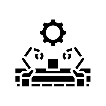 automated factory industry glyph icon vector illustrationのイラスト素材