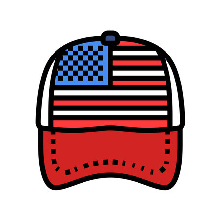 american flag pattern hat color icon vector illustrationのイラスト素材