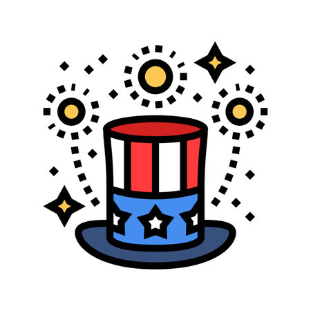 top hat fireworks color icon vector illustrationのイラスト素材