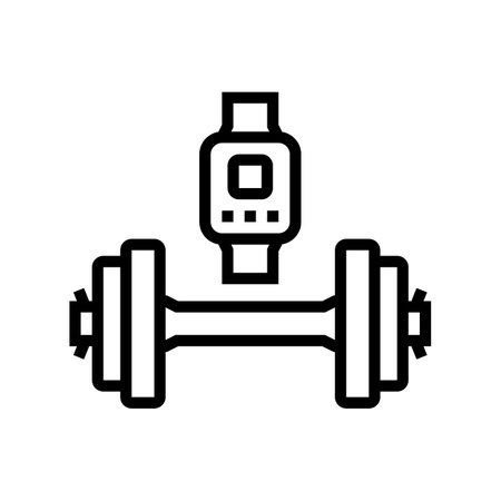 dumbbell smartwatch fitness technology line icon vector illustrationのイラスト素材