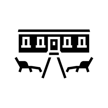 lawn chair outside mobile home glyph icon vector illustrationのイラスト素材