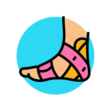 ankle kinesio tape color icon vector illustrationのイラスト素材