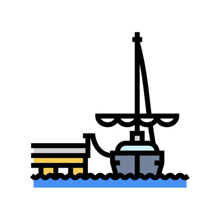 marina dock sailing sport color icon vector illustrationのイラスト素材