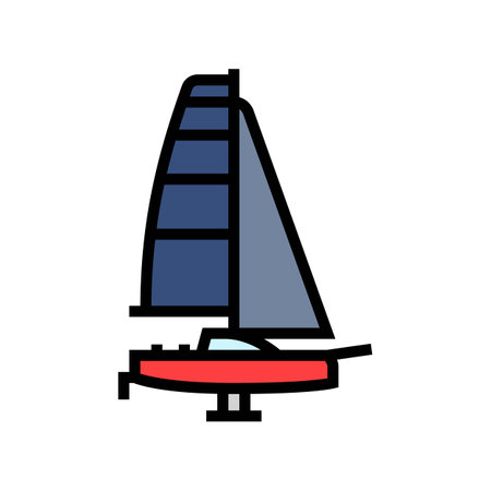 racing yacht sailing sport color icon vector illustrationのイラスト素材