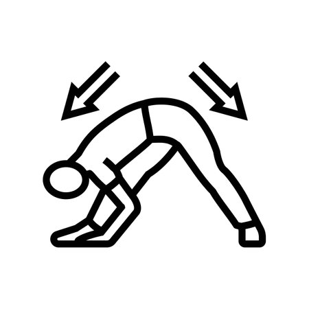 stretching pose arrows flexibility line icon vector illustrationのイラスト素材
