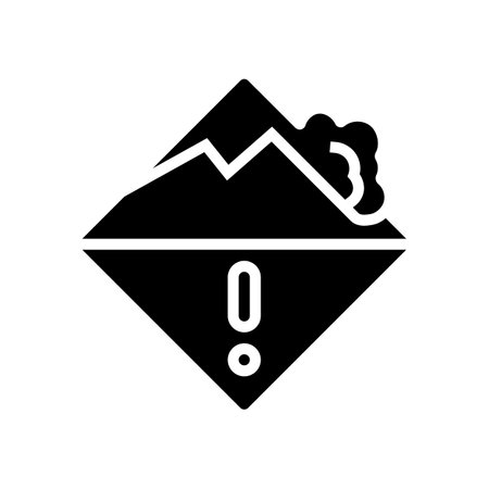 avalanche warning mountain skiing glyph icon vector illustrationのイラスト素材