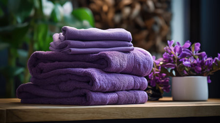 setting purple towelsの素材