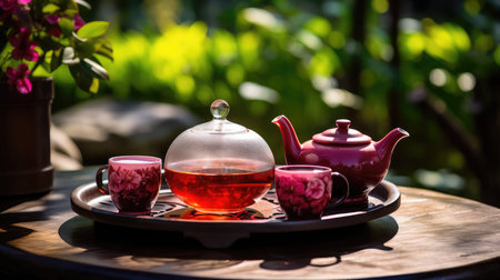 outdoor red raspberry leaf teaの写真素材