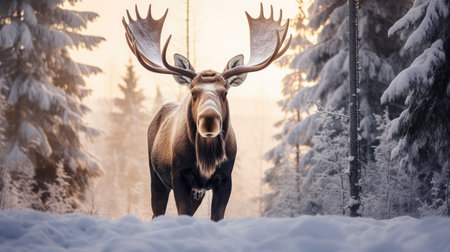 winter moose snowの素材