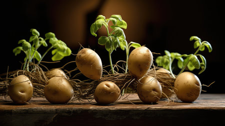 artistic potato sproutの写真素材