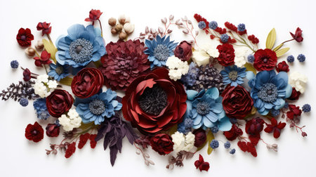 anemones burgundy and blue floralの素材