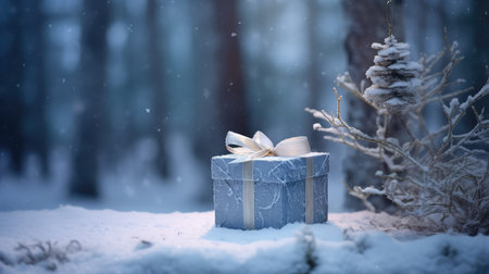 tree gifts in snowの素材