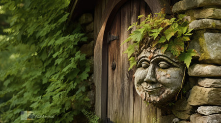 countryside house with maskの素材