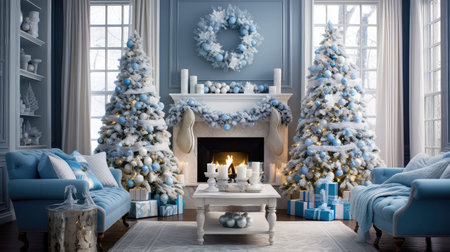 decor blue christmas scene