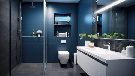 modern blue bathroomの素材