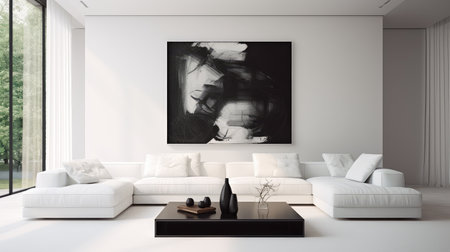 sleek black and white living roomの素材