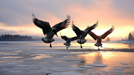 migration winter birdの素材