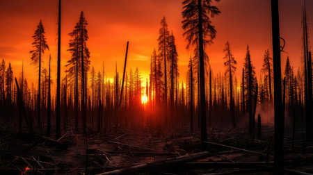 silhouette forest after fireの素材